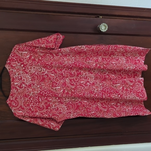 Isaac Mizrahi Bridgehampton Knit Henley Dress Red A4857191. size 1X Petite - Picture 7 of 9